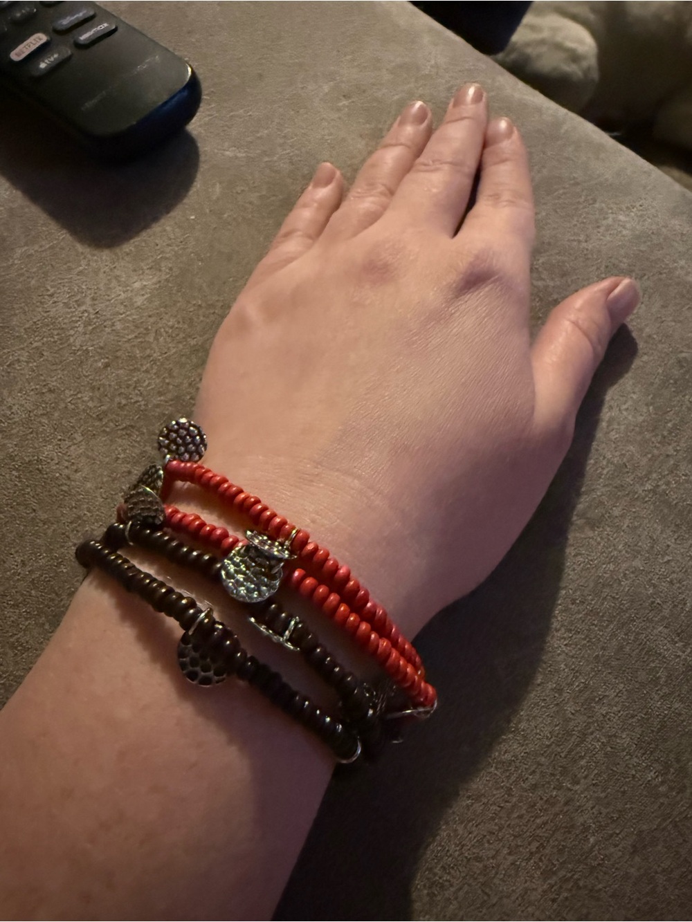 Stackable Beaded Bracelet Set in Red and Brown